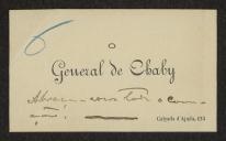 Cartão de visita de General de Chaby