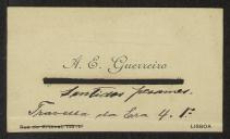 Cartão de visita de A. E. Guerreiro a Teófilo Braga