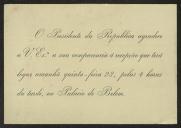 Convite do Presidente da República a Teófilo Braga