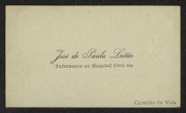 Cartão de visita de José de Paula Leitão a Teófilo Braga