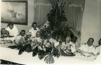 Fotografia de Américo Tomás durante um almoço oferecido em sua honra por ocasião da sua visita oficial ao Centro de Instrução Almirante Wandenkolk (C.I.A.W.) da Marinha Brasileira