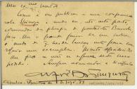 Bilhete-postal de Alfredo Pimenta para Teófilo Braga