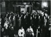 Fotografia de Américo Tomás, acompanhado por Francisco Franco, por ocasião da inauguração das barragens da Bemposta e Aldeadávila 