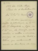 Carta de Plácido Sousa a Maria do Carmo Xavier de Barros Leite