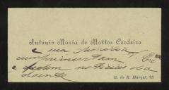 Cartão de visita de António Maria de Matos Cordeiro