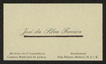 Cartão de visita de José da Silva Ferreira a Teófilo Braga