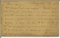 Bilhete-postal de Joaquim de Vasconcelos para Teófilo Braga