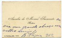 Cartão de visita de Aurélia de Moraes Sarmento