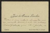Cartão de visita de José de Sousa Larcher a Teófilo Braga