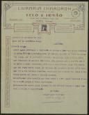 Carta da Livraria Chardron de Lelo & Irmão, Lda a Teófilo Braga