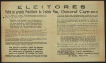 Portugueses: defendei o Estado Novo! Votai no General Carmona