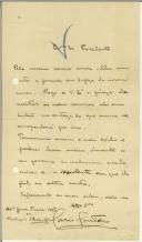 Carta de Mário Monteiro para Sidónio Pais