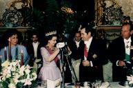 Fotografia de Ramalho Eanes e Manuela Eanes com a rainha Isabel II e o Duque de Edimburgo 
