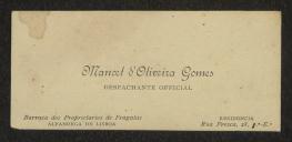 Cartão de visita de Manoel d'Oliveira Gomes