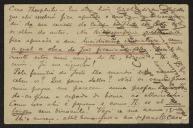 Bilhete-postal de Joaquim de Araújo a Teófilo Braga