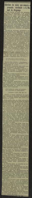Abertura da caixa que encerra o presente destinado a D. Manuel de Bragança
