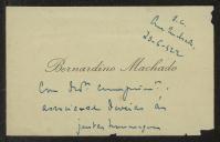 Cartão de visita de Bernardino Machado a Teófilo Braga
