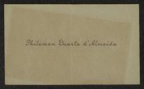Cartão de visita de Philemon Duarte de Almeida a Teófilo Braga