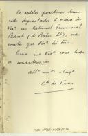 Carta de Pedro de Tovar para Manuel Teixeira Gomes