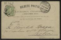 Bilhete-postal da Livraria Chardron a Teófilo Braga