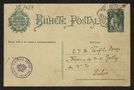 Bilhete-postal de José Leite de Vasconcelos para Teófilo Braga