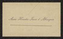 Cartão de visita de Anna Heredia Tervis d'Athoguia