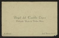 Cartão de visita de Angel del Caslillo López a Teófilo Braga