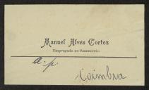 Cartão de visita de Manuel Alves Cortês a Teófilo Braga