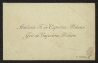 Cartão de visita de Adelaide F. de Cupertino Ribeiro, José de Cupertino Ribeiro a Teófilo Braga