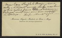 Cartão de visita de Mariano Augusto Machado de Faria e Maia a Teófilo Braga