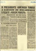O Presidente Américo Tomás a caminho de Moçambique