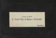 Cartão de visita de Família de Florido Teles de Menezes e Vaconcelos a Teófilo Braga