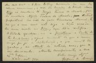 Bilhete-postal de Joaquim de Araújo a Teófilo Braga