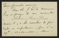 Cartão de visita de António Maria Pereira a Teófilo Braga