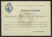 Bilhete de Admissão da Comissão Académica do Centenário a Teófilo Braga