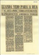 Luanda veio para a rua e aclamou vibrantemente o Presidente Américo Tomás