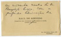Cartão de visita de Raul de Azevedo