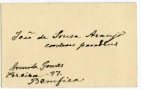 Cartão de visita de João de Sousa Araújo