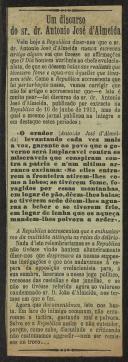 Um discurso do sr. Dr. António José de Almeida / O discurso de Chaves