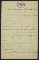 Carta de Germano de Freitas, Secretário do Centro Escolar Afonso Costa, a Teófilo Braga
