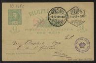 Bilhete-postal de Faustino da Fonseca a Teófilo Braga