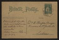 Bilhete-postal do Visconde de Vizela a Teófilo Braga