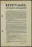 Repetimos: até onde e até quando?