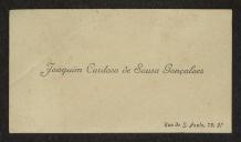Cartão de visita de Joaquim Cardoso de Sousa Gonçalves