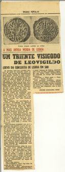 Um triente visigodo de Leovigildo coevo da conquista de Lisboa em 580