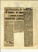 Considerações de «A Semana», de Lisboa à candidatura do General Craveiro Lopes
