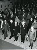 Fotografia de Américo Tomás, acompanhado por Francisco Franco, por ocasião da inauguração das barragens da Bemposta e Aldeadávila 