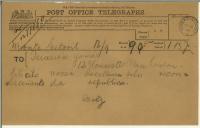 Telegrama de Martin C. V. Hertz para Manuel Teixeira Gomes