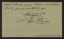 Cartão de visita de J. Braga Pery S. a Teófilo Braga