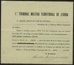 Mandado de intimação a José Mendes Cabeçadas